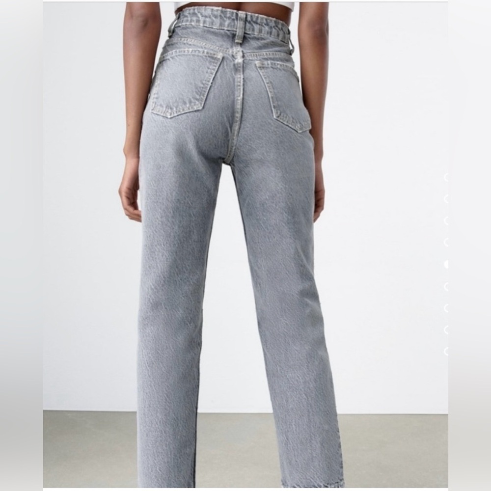ZARA-HIGH WAIST - MOM Jean- ANKLE LENGTH —EUC-Sz 4-Gray-washed black☀️🖤​​ - Picture 5 of 10